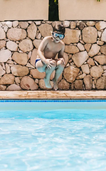 Little Child Jumping Pool — Stock Photo, Image