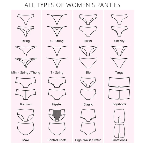 Types of women's panties — Stock Vector