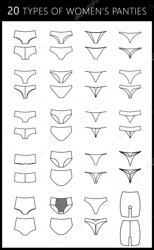 Women Booty with Different Types of Underwear. Stock Vector - Illustration  of woman, feminine: 93233101