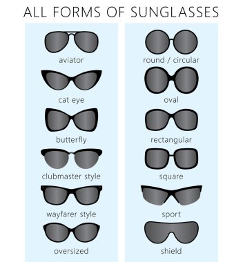 all forms of sunglasses clipart