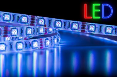 Mavi Led şerit lamba, rgb metin