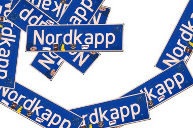 tabelasını North Cape üzerine beyaz izole Norveç