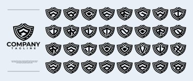 Modern güvenlik kalkanı ilk harf A-Z logo seti