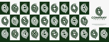 Yeşil doğa bitkisi yaprak A-Z logosu seti