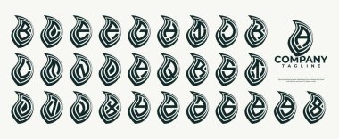 Basit doğa yaprağı ilk harf A-Z logo seti