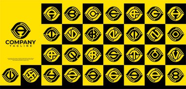 Geometrik optik göz şekli A-Z logosu seti