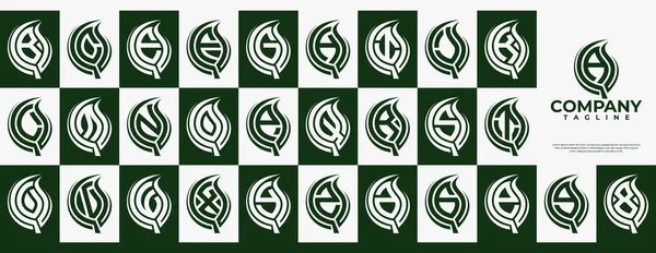 Yeşil doğa bitkisi yaprak A-Z logosu seti