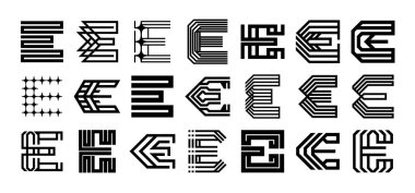 Teknoloji devresi çizgili hat E logosu ayarlandı