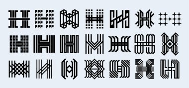 Modern geometrik çizgi soyut H harfi logosu seti