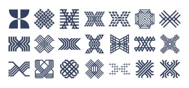 Dijital siber devre çizgisi soyut harf X logosu seti