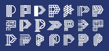 Fütürist teknoloji hattı P harfi logo seti