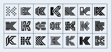Yaratıcı şirket harfi K logo markalaştırma seti