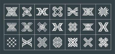 Geometrik soyut çizgi X logosu kümesi
