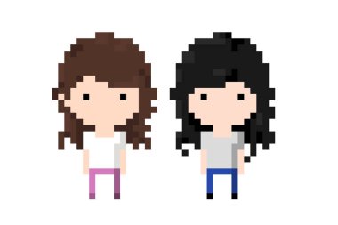 İki kız Simgesi, Piksel 8 bit stili.