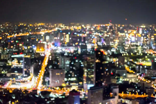 Bangkok Şehir Manzarasının Bulanık Görüntüsü Tayland Bölgesinde Gece Manzarası — Stok fotoğraf