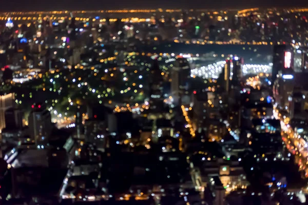 Bangkok Şehir Manzarasının Bulanık Görüntüsü Tayland Bölgesinde Gece Manzarası — Stok fotoğraf