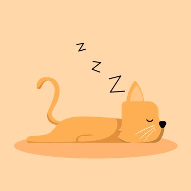 Portakal Uyuyan Kedi Çizgi Film Vektörü, tasarım, bayrak, logo için