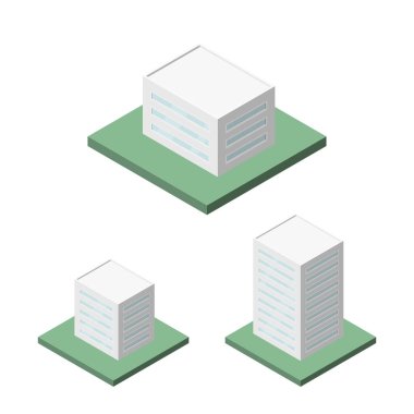 Modern Office Tall Building for Simge, Infographic tasarımı için vektör Isometric kümesi.