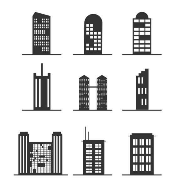 Sada Modern Office Tall Building Icon Infographic Design — Stockový vektor