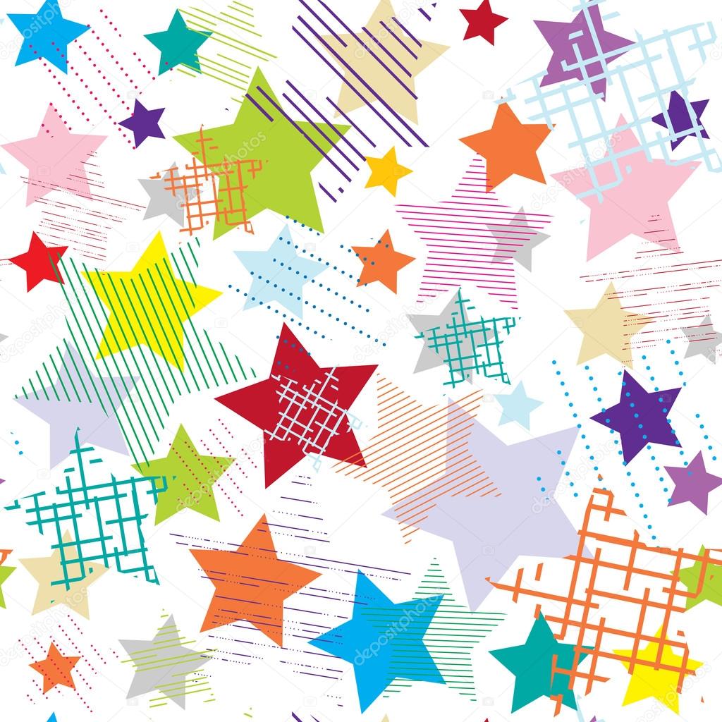 Stars abstract colorful seamless pattern
