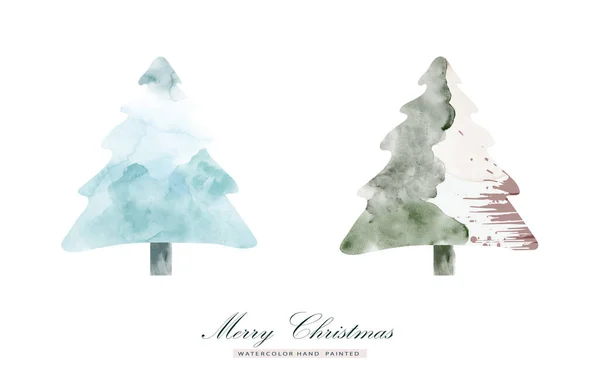 Sada Vánočních Stromků Skvrny Akvarel Ručně Malované — Stockový vektor