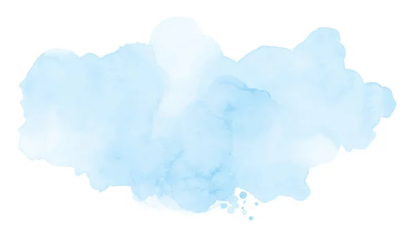 Abstraktes Weiches Blau Von Flecken Spritzenden Aquarell Handgemalt Auf Weißem — Stockvektor
