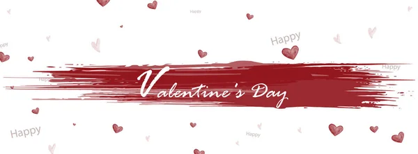 Feliz Día San Valentín Con Salpicadura Acuarela Mini Corazones Rojos — Vector de stock