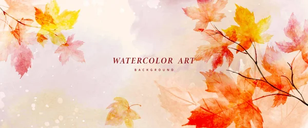 Aquarel Abstracte Achtergrond Herfst Collectie Met Esdoorn Seizoensgebonden Bladeren Met — Stockvector