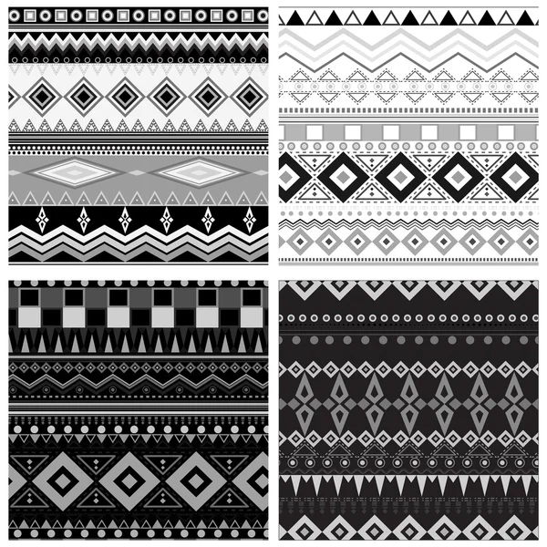 Ensemble de motifs géométriques sans couture noir et blanc — Image vectorielle