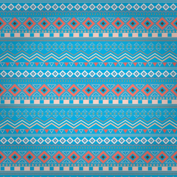 Modèle de bande sans couture ethnique tribale sur fond bleu — Image vectorielle