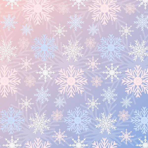 Snowflake seamless pattern gradient Rose Quartz and Serenity colored vintage background — Stock Vector