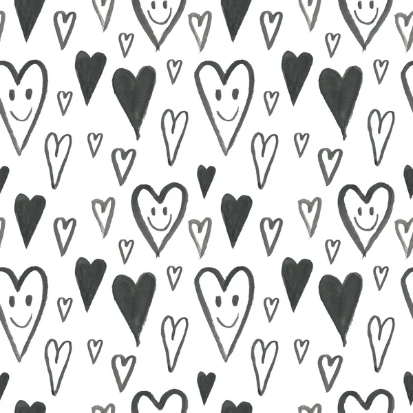 Patrón dibujado a mano con corazones sonrientes. Fondo de dibujos animados.  Patrón romántico. Amor corazones cara sonriente. Día de San Valentín. 14 de  febrero, boda: fotografía de stock © imaginasty. #89777392 | Depositphotos