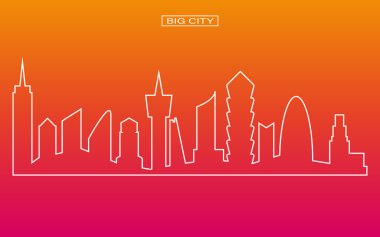 Satır alacakaranlık gökyüzü arka plan ile panorama büyük şehir vektör şekil