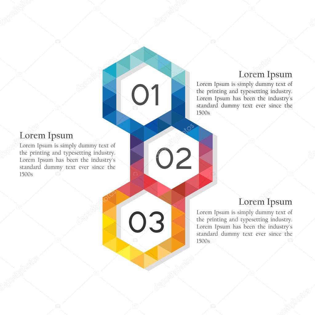 Low poly abstract hexagon infographic elements