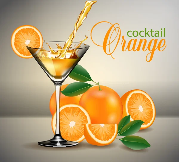 Glas jus d'orange en spatten — Stockvector