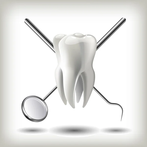 Zahn, Zahnarztwerkzeuge Spiegel — Stockvektor