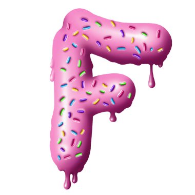 Donut yazı tipi, lezzetli alfabeler. Beyaz arkaplandaki izole nesneler