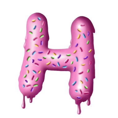 Donut yazı tipi, lezzetli alfabeler. Beyaz arkaplandaki izole nesneler