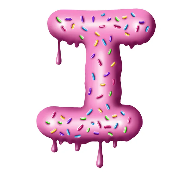 Fonte Donut, alphabets savoureux. Objets isolés sur fond blanc — Photo