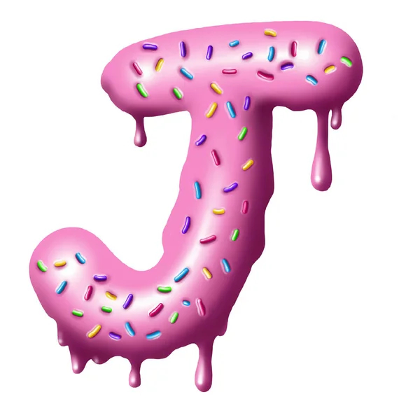 Donut yazı tipi, lezzetli alfabeler. Beyaz arkaplandaki izole nesneler — Stok fotoğraf