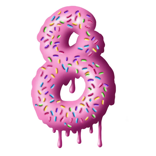도넛 글꼴, 맛있는 숫자 알파벳. 하얀 배경에 있는 고립 된 물체 — 스톡 사진