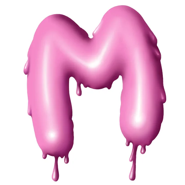 Dripping pink paint on letters, alphabet — Stock Photo, Image