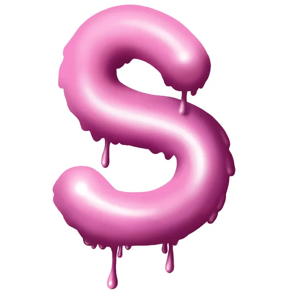 Dripping pink paint on letters, alphabet — Stock Photo, Image