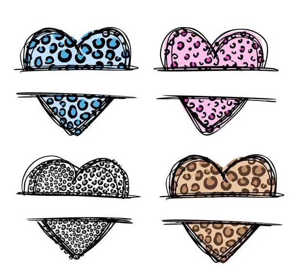 Piel de leopardo en forma de corazón. Estampado animal de moda. — Vector de stock