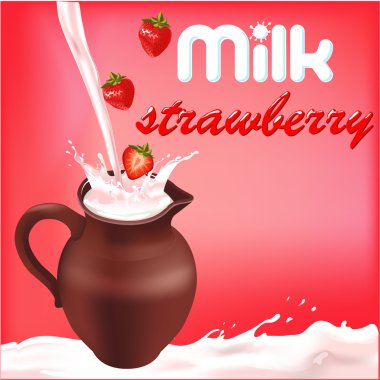 Hlineny sürahi, splash süt, çilek