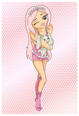 dostça kız illüstrasyon