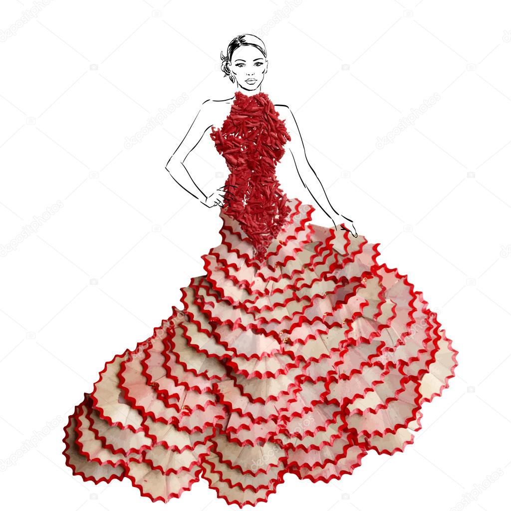 girl with beautiful dress
