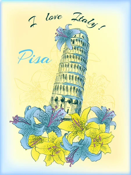 Briefkaart monumenten van Italië — Stockvector