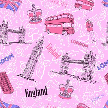 Londra İngiltere'de şehir manzarası vektör arka plan. trendy illüstrasyon.