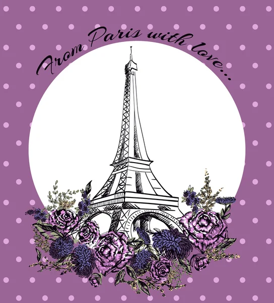 Postal de moda de París Francia, Bienvenido — Vector de stock